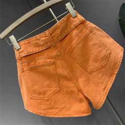 2026 Summer New Orange Denim Shorts Women High Waist Pockets Sexy Hot Pants Jean Shorts Denim Shorts Pants