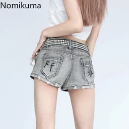 Harajuku Denim Shorts Women Streetwear Casual Hole Tassel Y2k Pants 2025 New Bottoms Fashion Summer Pantalones Cortos De Mujer