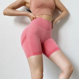 Women High Waist Sports Shorts Seamless Yoga Shorts Stretchy Gym Workout Running Shorts Hip Liftting Knited Slim Leggings Summer
