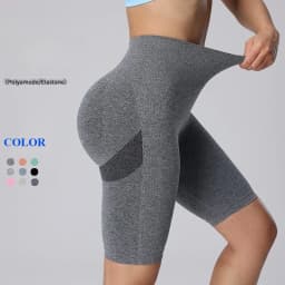 Women High Waist Sports Shorts Seamless Yoga Shorts Stretchy Gym Workout Running Shorts Hip Liftting Knited Slim Leggings Summer