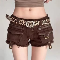 2026 Casual Women's Denim Shorts 2000s Aesthetic High Waist New Fashion Hot Girls Multi-Pocket Button Super Short Hot Pants