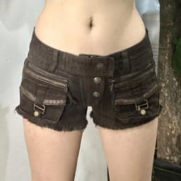 2026 Casual Women's Denim Shorts 2000s Aesthetic High Waist New Fashion Hot Girls Multi-Pocket Button Super Short Hot Pants