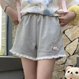 Kitten shorts female summer INS fashion Korean version Y2K loose leisure sports wide legs elastic waist
