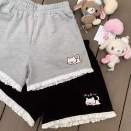 Kitten shorts female summer INS fashion Korean version Y2K loose leisure sports wide legs elastic waist