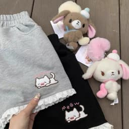 Kitten shorts female summer INS fashion Korean version Y2K loose leisure sports wide legs elastic waist