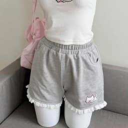 Kitten shorts female summer INS fashion Korean version Y2K loose leisure sports wide legs elastic waist