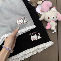 Kitten shorts female summer INS fashion Korean version Y2K loose leisure sports wide legs elastic waist