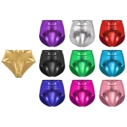 Womens Metallic Booty Shorts Shiny Panties Bikini Briefs Hot Pants Music Festival Rave Pole Dance Bottoms Party Costume Clubwear