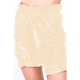 Gothic Lolita PVC Leather Bloomers, Long Leg Boxer Shorts, Ruffles Smocking, Faux Latex Pants, Waist Elastic Bloomers