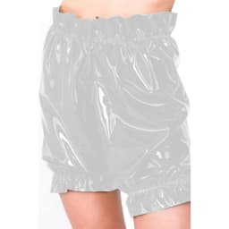Gothic Lolita PVC Leather Bloomers, Long Leg Boxer Shorts, Ruffles Smocking, Faux Latex Pants, Waist Elastic Bloomers