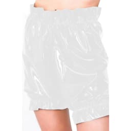 Gothic Lolita PVC Leather Bloomers, Long Leg Boxer Shorts, Ruffles Smocking, Faux Latex Pants, Waist Elastic Bloomers