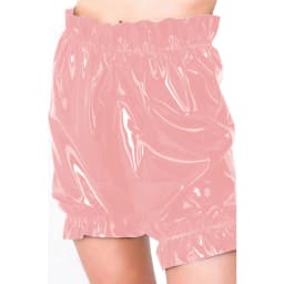 Gothic Lolita PVC Leather Bloomers, Long Leg Boxer Shorts, Ruffles Smocking, Faux Latex Pants, Waist Elastic Bloomers