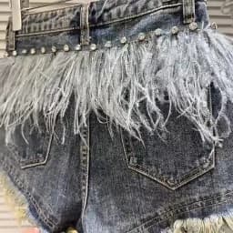 DEAT Streetwear Fashion Diamond Beads Feather Tassels Denim Shorts For Women High Waist Short Pants 2024 Female Autumn 11XX5620