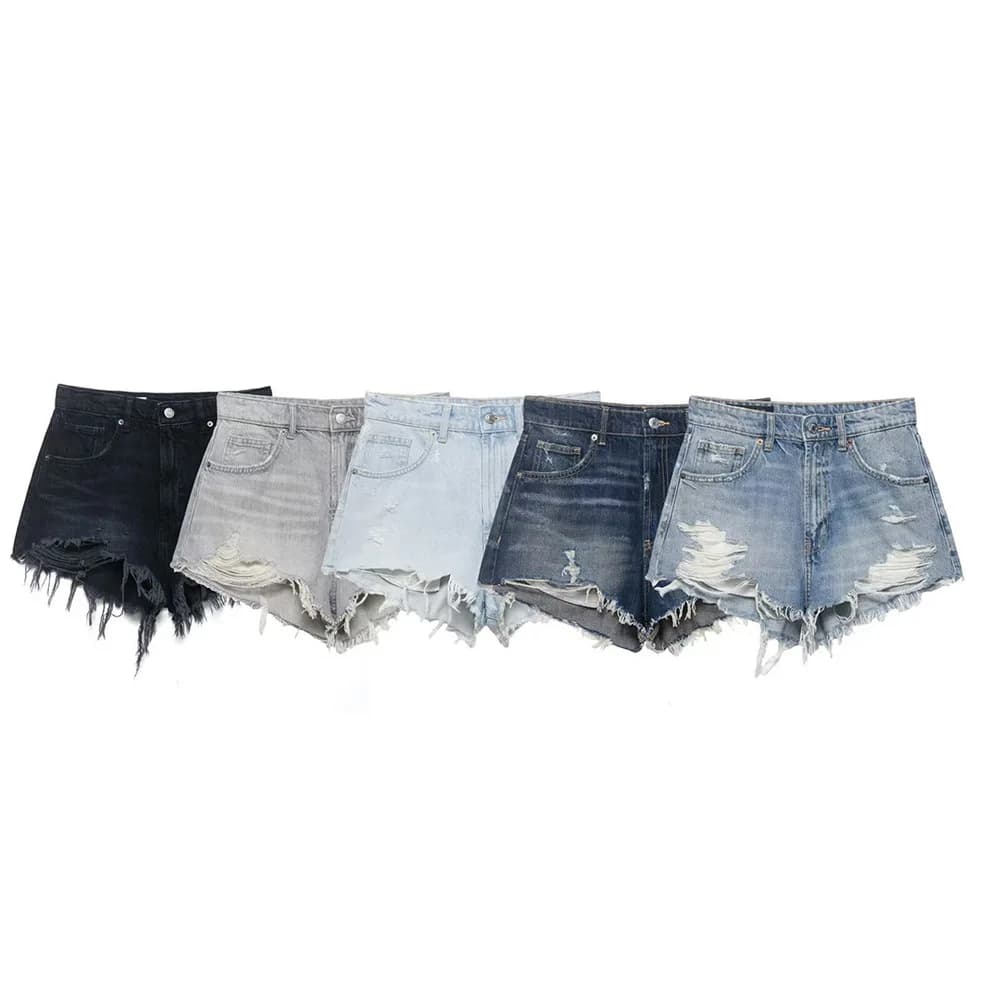2026 Summer New Women's Hole Shorts Female Fashion High-waisted Casual Short Jeans