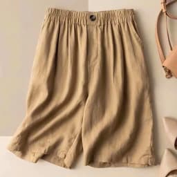 Knee Length Women’S Shorts Summer White Cotton Linen Straight Wide Leg Shorts Thin Breathable Linen Casual Solid Palazzo Pants