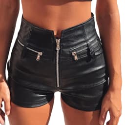 Black PU Leather Shorts Y2k Shorts Women's Spring and Summer High Waist Bag Hip Sexy Nightclub Tight Shorts Women's Pants шорты