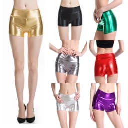 Women's Faux PU Leather Shorts Shiny Slim Elastic Sexy Short Pants for Nightclub Cheer Dance Club Wear Hot Fashionable Shorts