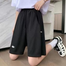 Ice Silk Wide Leg Sports Shorts Women's Summer Thin High Waist plus Size Loose Slimming Casual Five-Quarter Length Pants