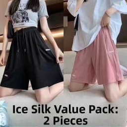 Ice Silk Wide Leg Sports Shorts Women's Summer Thin High Waist plus Size Loose Slimming Casual Five-Quarter Length Pants
