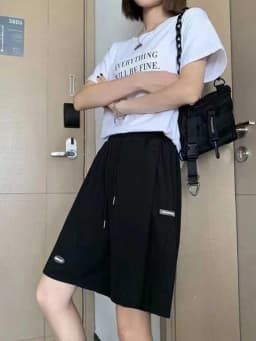 Ice Silk Wide Leg Sports Shorts Women's Summer Thin High Waist plus Size Loose Slimming Casual Five-Quarter Length Pants