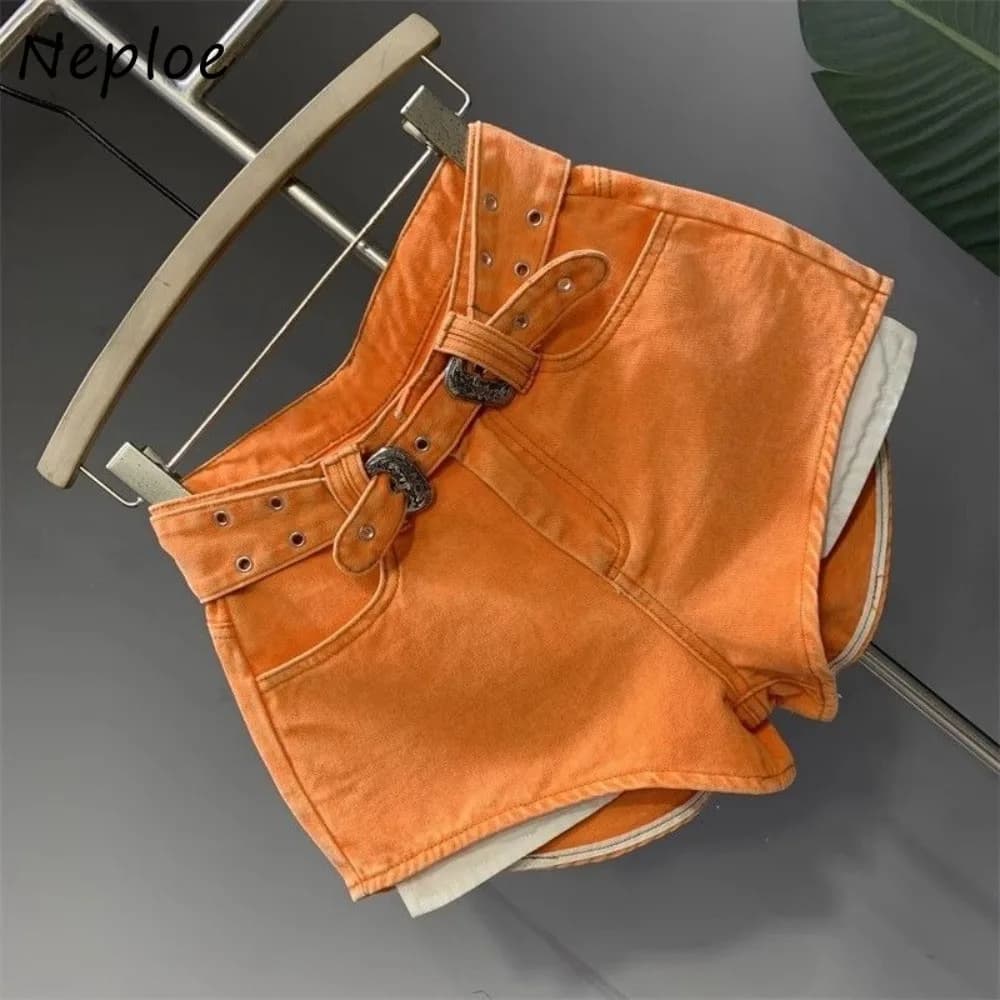 Neploe Slim Short New Spice Girls Femme Pantalon Denim High Waist All-match Trendy Shorts Korea Chic Hip Hop Y2K Goth New Pants