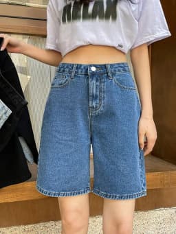 Streamgirl High Waisted Jeans Shorts Women 2025 Vintage Shorts Denim Loose Female Short Straight Jeans Shorts For Women Summer