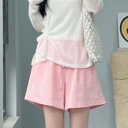 2026 Women Summer Linen White Shorts Casual Solid Two Pockets High Waist Shorts Woman Soft Cool Baggy Hot Lace Up Short Pants