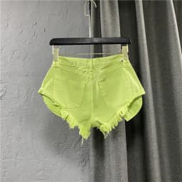 New Summer Fashion Personality Fruit Green Jeans Mujer Denim Shorts Women Sexy Low-rise Wide-leg A-shaped Shorts