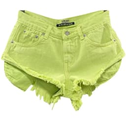 New Summer Fashion Personality Fruit Green Jeans Mujer Denim Shorts Women Sexy Low-rise Wide-leg A-shaped Shorts