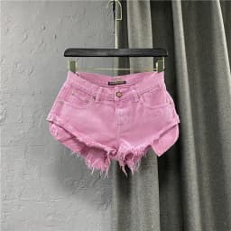 New Summer Fashion Personality Fruit Green Jeans Mujer Denim Shorts Women Sexy Low-rise Wide-leg A-shaped Shorts