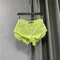 New Summer Fashion Personality Fruit Green Jeans Mujer Denim Shorts Women Sexy Low-rise Wide-leg A-shaped Shorts
