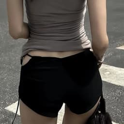 Y2k Hollow Lace Up Low Waist Elastic Mini Straight Tight Orts Shorts Sexy Women Retro Trendy Summer Party Outfit Spice Girl Styl