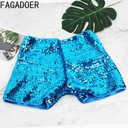 FAGADOER Y2K Sexy Sequin Shorts for Women Purple Golden Sparkling Low Waist Skinny Shorts Hot Girl Streetwear Bottoms 2025 New