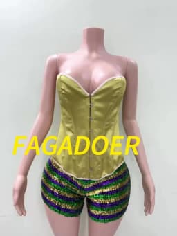 FAGADOER Y2K Sexy Sequin Shorts for Women Purple Golden Sparkling Low Waist Skinny Shorts Hot Girl Streetwear Bottoms 2025 New