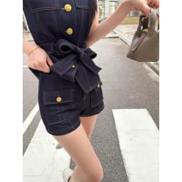 Japanese Spring And Summer Dark Blue High-Waist Button Pocket Line Denim Shorts For Women 2026 American New Fashion Slim Shorts
