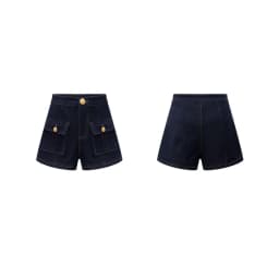 Japanese Spring And Summer Dark Blue High-Waist Button Pocket Line Denim Shorts For Women 2026 American New Fashion Slim Shorts