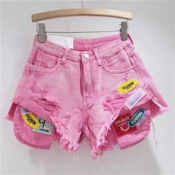 Summer High street hot girls Fringed Denim hHot Pants New Styles Slimming versatile Personalized ripped Shorts Women's Trend