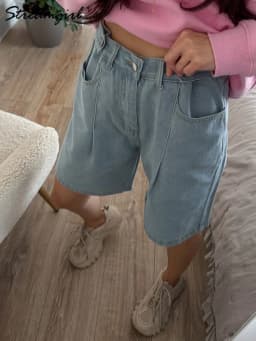 Summer Jean Shorts Women Denim High Waist Black Baggy Short Jeans Summer Pants Women's Bermuda Denim Shorts Wide Leg For Women