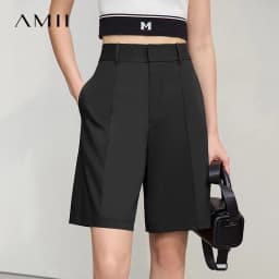 Amii Women's Shorts 2026 Autumn New Toothpick Pleated Casual Shorts Women's Loose Versatile Straight Five-point Pants 12621019
