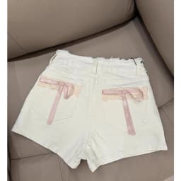 MEXZT Kawaii Bow Denim Shorts Women Cutecore White Lace Short Jeans Summer Fashion Streetwear Korean High Waist Hot Short Pants