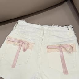 MEXZT Kawaii Bow Denim Shorts Women Cutecore White Lace Short Jeans Summer Fashion Streetwear Korean High Waist Hot Short Pants