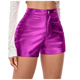 Womens' Shorts Spicy Girls' Patent Leather Tight Fitting Carnival Party Performance Outfit Fashion Casual Metallic Shiny Shorts