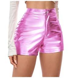 Womens' Shorts Spicy Girls' Patent Leather Tight Fitting Carnival Party Performance Outfit Fashion Casual Metallic Shiny Shorts