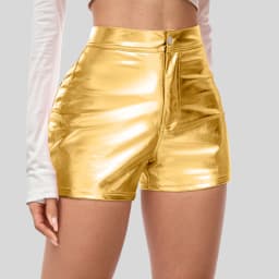 Womens' Shorts Spicy Girls' Patent Leather Tight Fitting Carnival Party Performance Outfit Fashion Casual Metallic Shiny Shorts