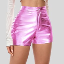 Womens' Shorts Spicy Girls' Patent Leather Tight Fitting Carnival Party Performance Outfit Fashion Casual Metallic Shiny Shorts