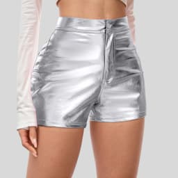 Womens' Shorts Spicy Girls' Patent Leather Tight Fitting Carnival Party Performance Outfit Fashion Casual Metallic Shiny Shorts