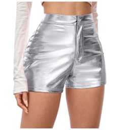 Womens' Shorts Spicy Girls' Patent Leather Tight Fitting Carnival Party Performance Outfit Fashion Casual Metallic Shiny Shorts