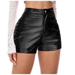 Womens' Shorts Spicy Girls' Patent Leather Tight Fitting Carnival Party Performance Outfit Fashion Casual Metallic Shiny Shorts