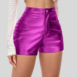 Womens' Shorts Spicy Girls' Patent Leather Tight Fitting Carnival Party Performance Outfit Fashion Casual Metallic Shiny Shorts