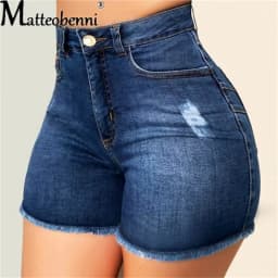 Large Size Sexy Ripped Denim Shorts Girl 2026 New High Waist Skinny Hips Stretch Leg Length Tight Stretch Hips Jeans Women
